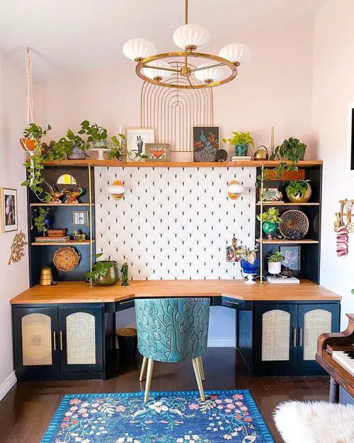 Green Home Office Desk Ideas with Plants 15