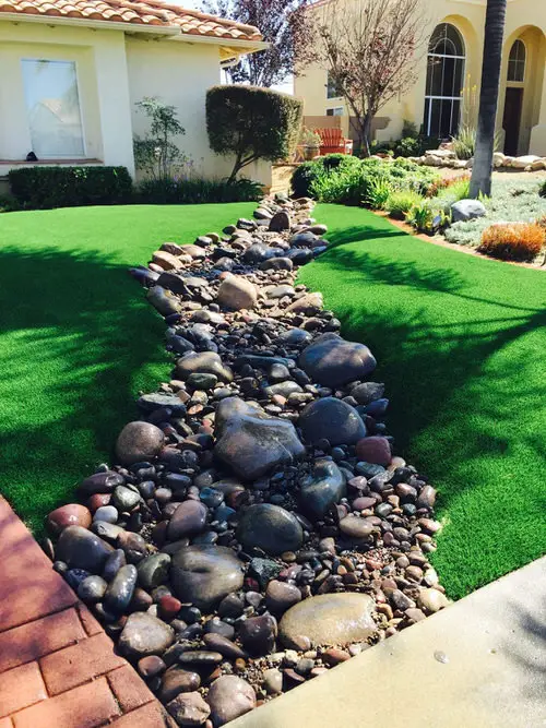 Dry River Bed with Synthetic Turf