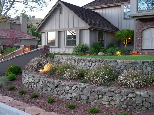 Front Landscaping with Rocks and Flowers