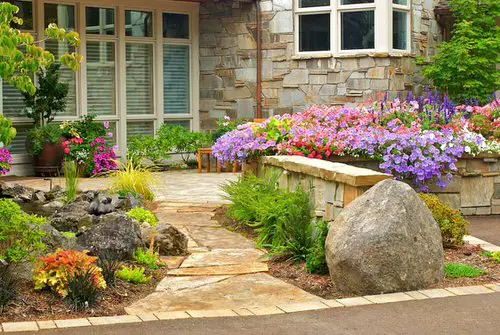 A Rock Garden Entryway with Flowers