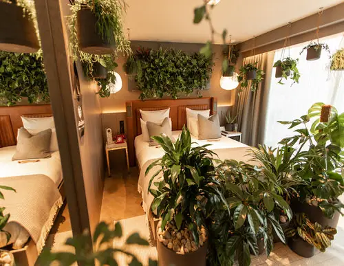 Bedroom with Hanging and Potted Plants