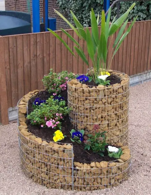 Garden gabion plant stands: brilliant design. 8