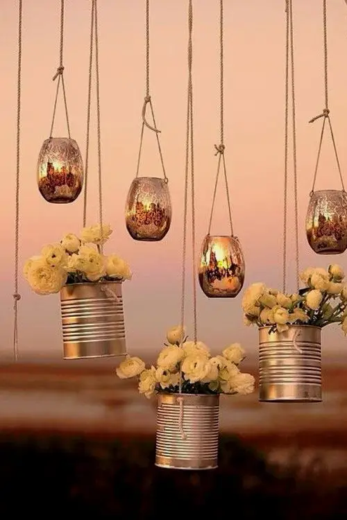 Hanging Copper Flower Vase
