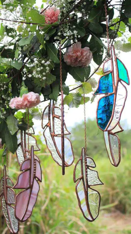 Stained Glass Feather Hanging Decor