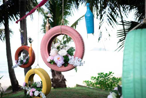 Hanging Decoration Ideas for Backyard and Garden Hanging Tire Garden