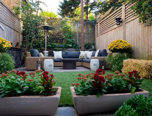 Garden with Couch and Large Privacy Walls