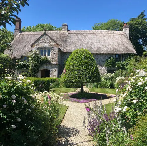 Front Yard Rose Garden with Boxwood Topiary at the Center