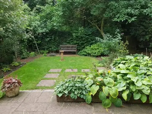 Botanical Garden with Hosta Beds and Other Plants