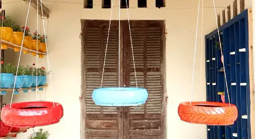 How To Make Hanging Tire Planter 7
