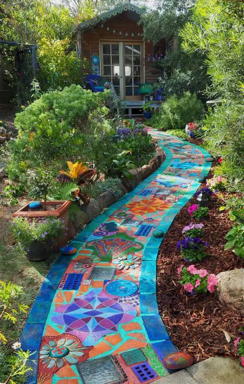 A Funky Pavement Encompassed with Plants