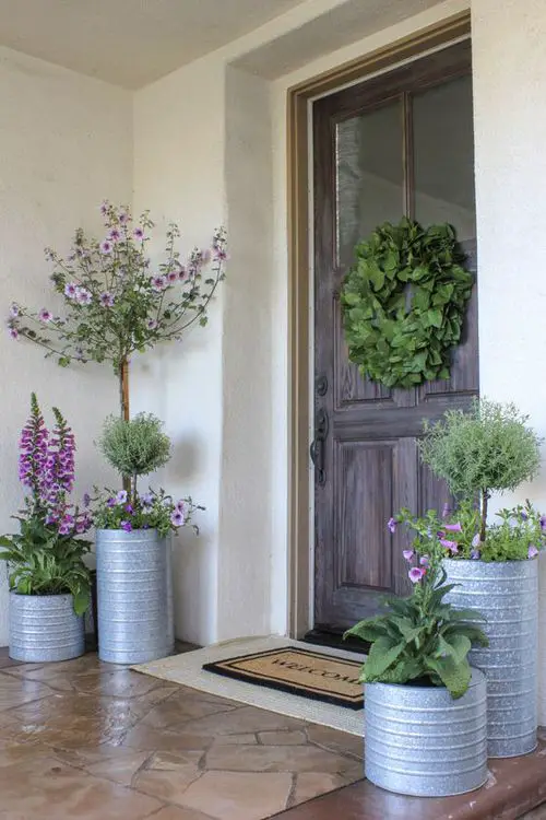 Beautiful Front Door Container Ideas 29