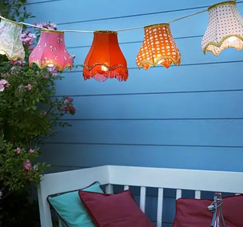 Hanging Lamp Garland in garden