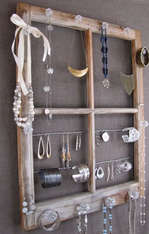 Turn an Old Window Frame into a Jewelry Organizer