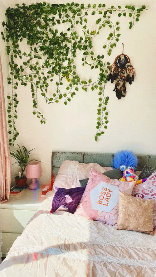 Green Vibes with Vining Lush Foliage Beside a Dreamcatcher