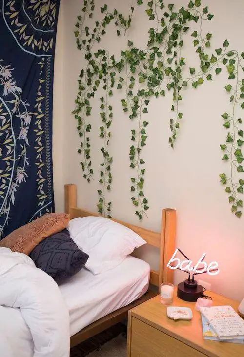 Trailing Ivy Vine on the Bedroom Wall