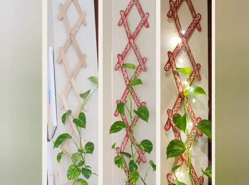 Popsicle Stick Trellis for a Fun Addition