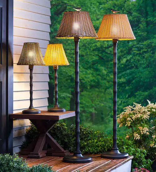 Dual Toned Wicker Lampshade in garden