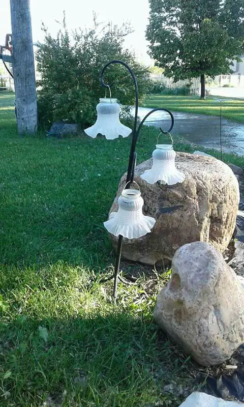 Outdoor Metal Lampshade in garden