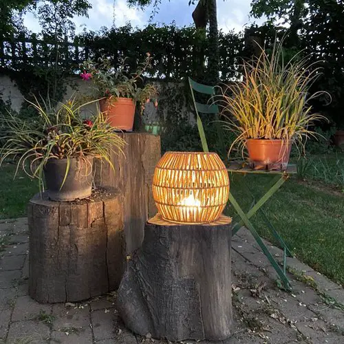 top Vintage Lampshade on the Tree Trunk Stool