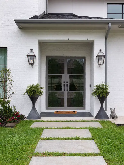 Lawn Pathway and Elegant Planters