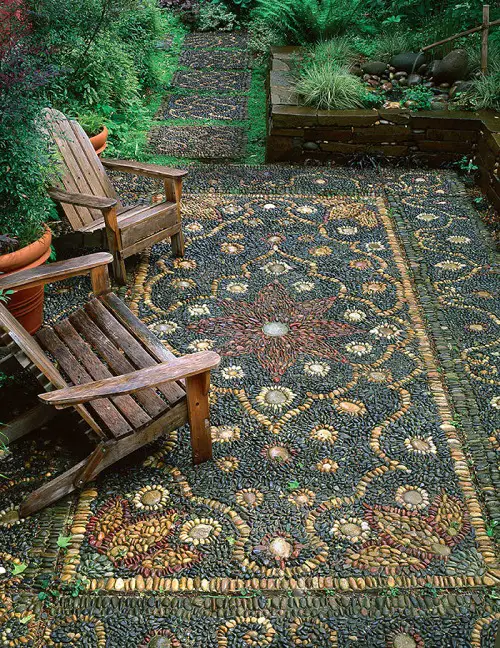 Create a Mosaic Pebble Carpet in the Yard