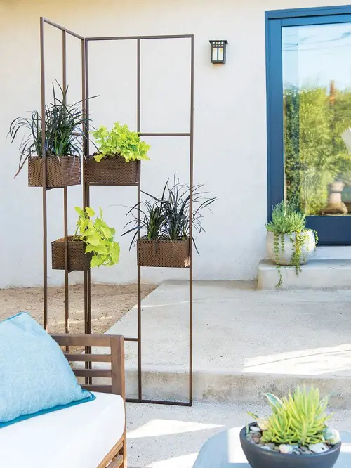 Rustic Room Divider with Plant Pockets