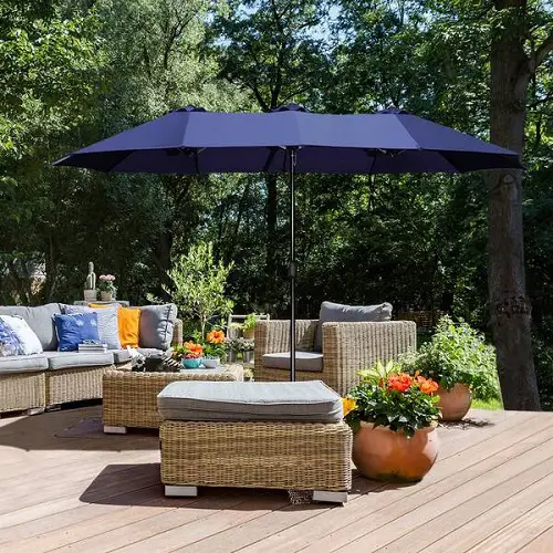 Large Garden Parasol Shading the Sitting Area