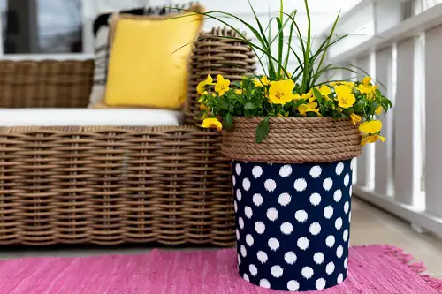 Fabric Upcycled Plastic Pots Made into Expensive Planters