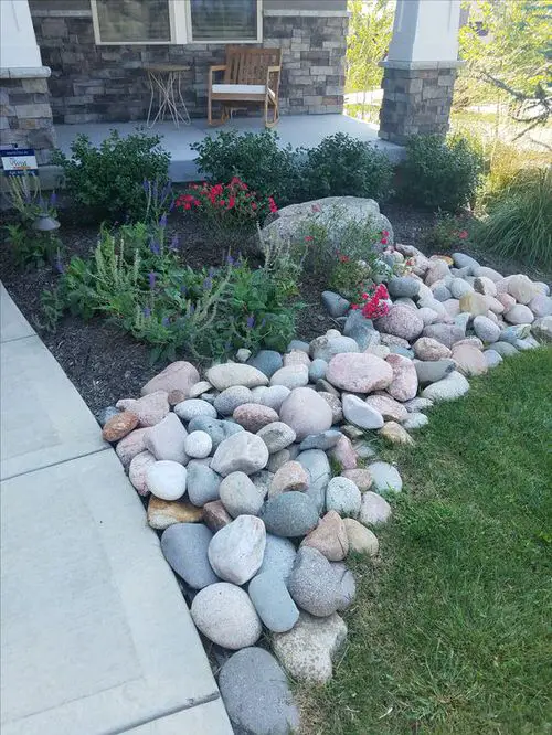 River Rock Pathway Bordered with Pretty Blooms