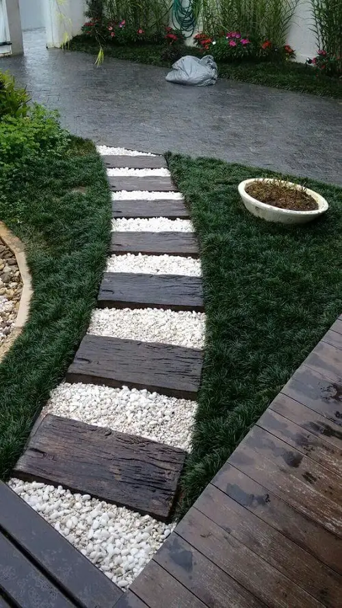 White Stone and Woody Pathway