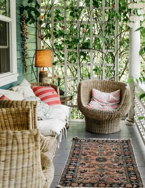 A Cozy Porch with a Living Privacy Screen