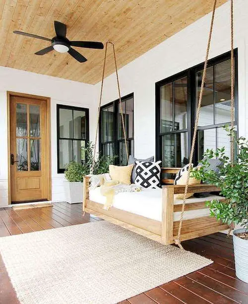 Large Hanging Sofa with Potted Plants