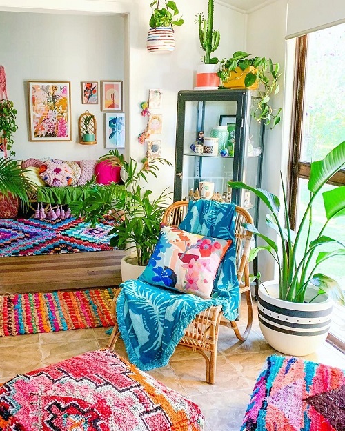 Relaxing Corner with a Mix of Colors and Different Plants