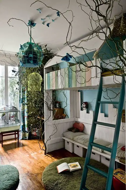 Forest Theme Bedroom Nature-Inspired Study Room with Vining Branches