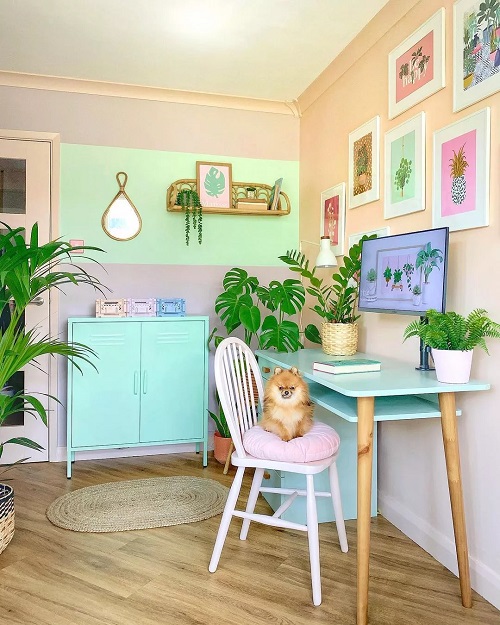 An Artistic Green Workspace