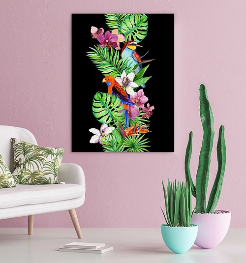 Multi Color Art on the Wall with Cacti and Succulent
