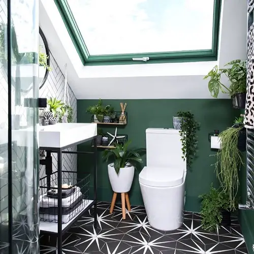 Jungle Bathroom Ideas Green and White in the Light