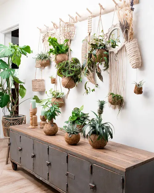 Unique Macrame and Coco Choir Houseplant Garden