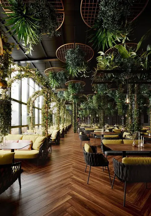 Contemporary Art Station with Inverted Faux Houseplants