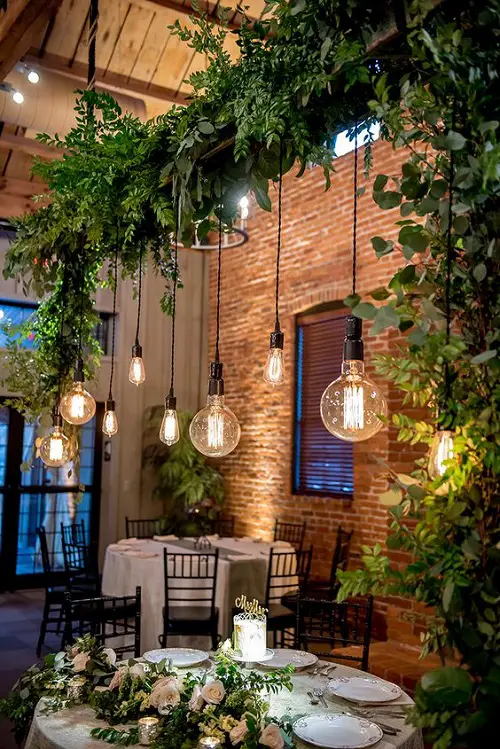 Vintage Cafe with Vining Roof and Edison Bulbs
