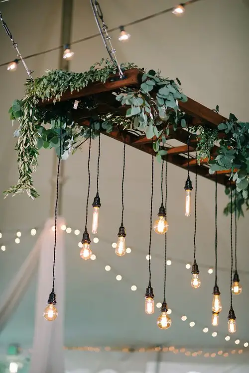 Suspended Ladder of Plants and Lights