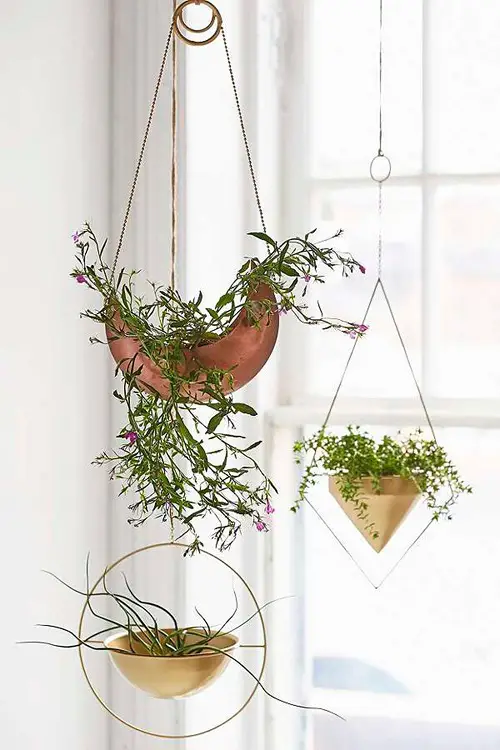 Crescent and Conical Metal Planters for Houseplants