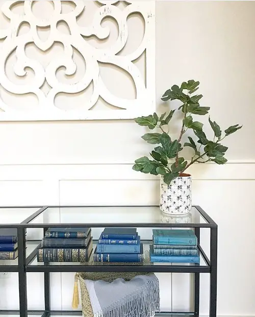 Baby Fiddle Leaf Fig on the Console Table