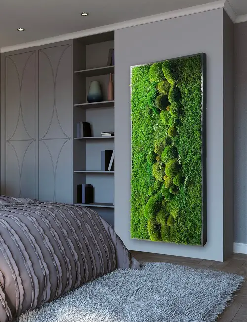 Beautiful Wall Moss Frame in the Bedroom
