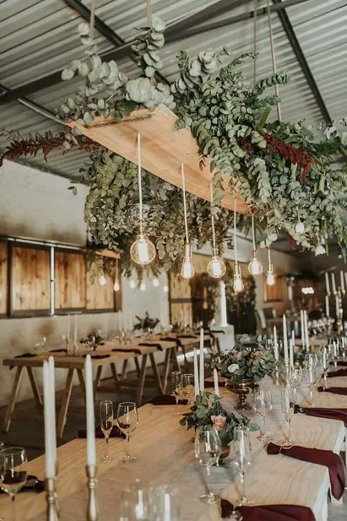 Vintage Studio with Wooden Pallet Plant Ceiling