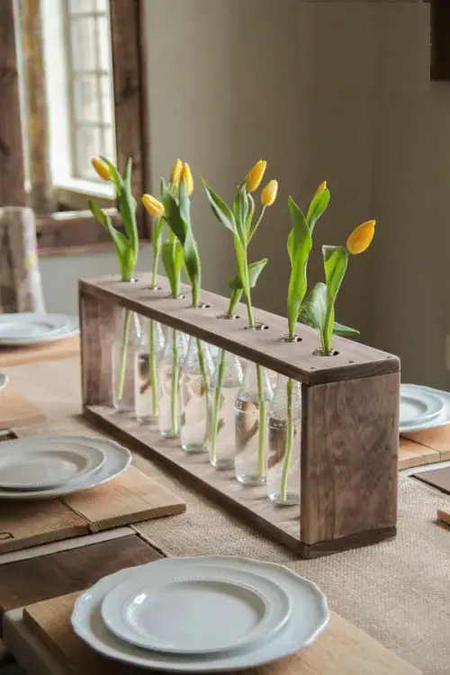 beautiful Bottle Vases with Garden Tulips