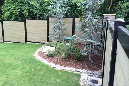 Wooden and metal Privacy Fence