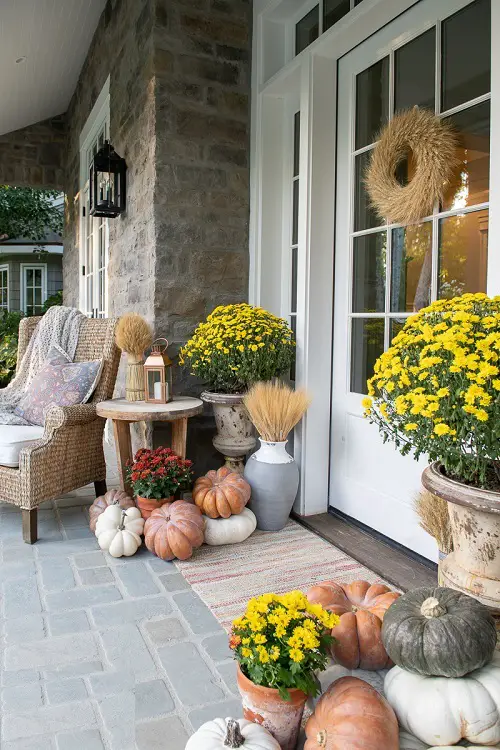 Same Colored Mums as Centerpieces