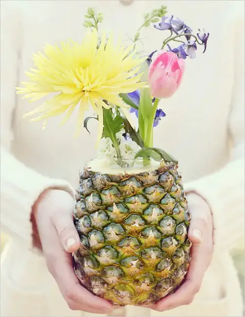 Blooms in a Pineapple Shell for gift