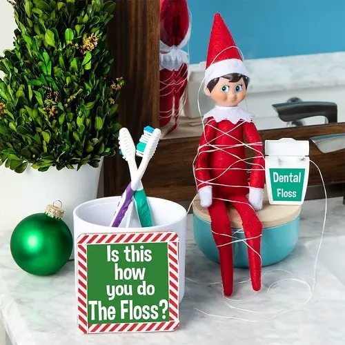 Elf on the Bathroom Shelf Idea
